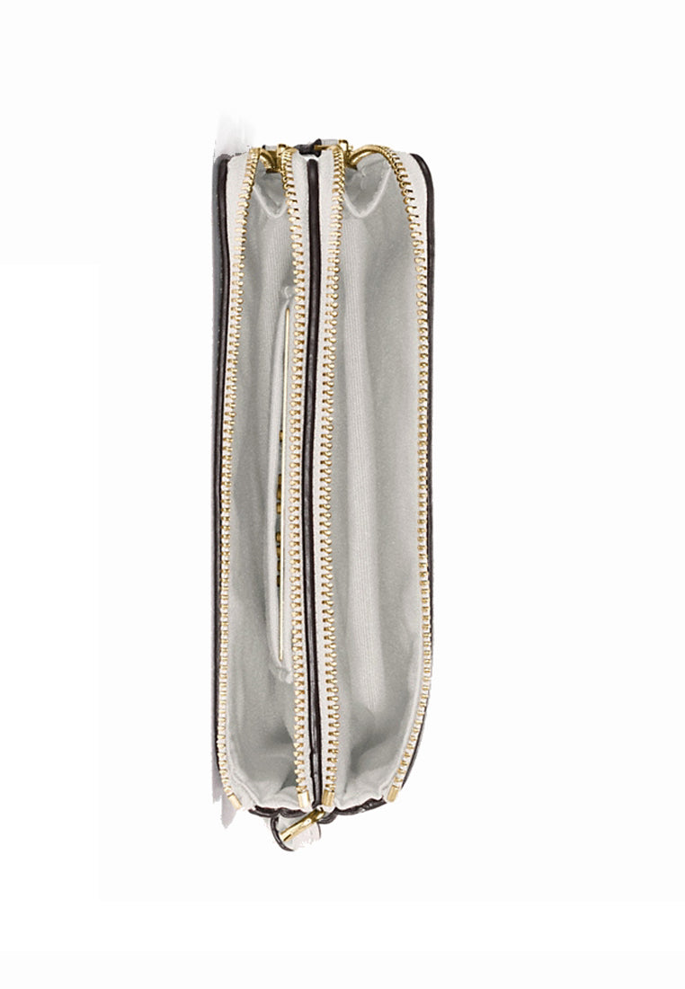 Coach Signature Small Corner Double Zip Wristlet - Light Brown/White