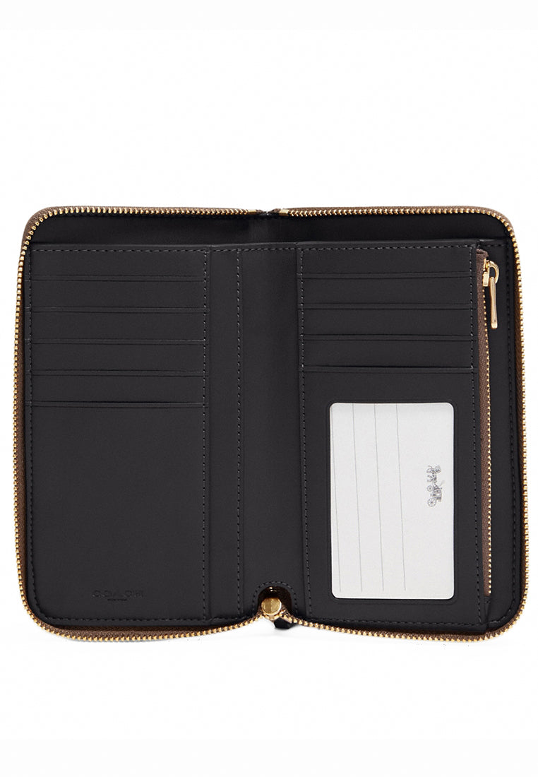 Coach Medium Zip Around Wallet In Signature Canvas - Dark Brown