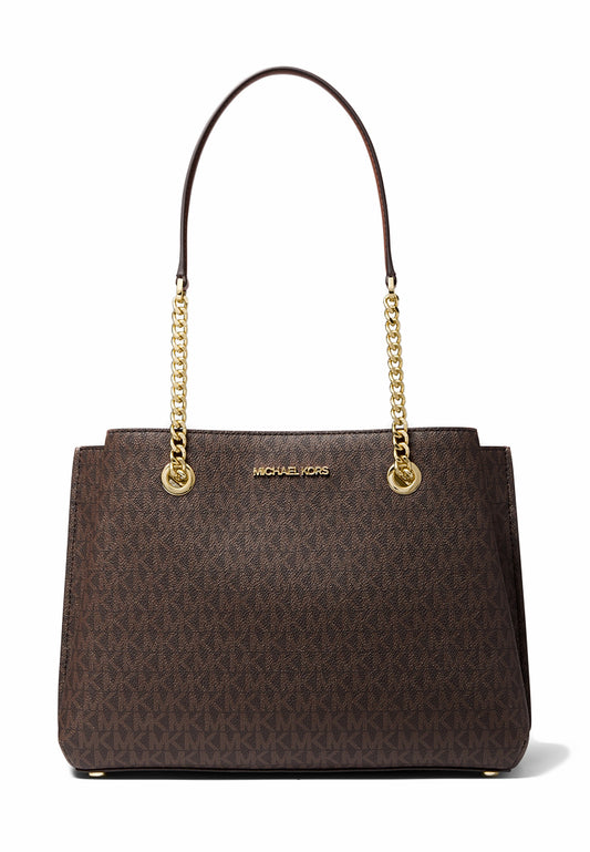 Michael Kors Teagan Large Signature Shoulder Bag - Brown