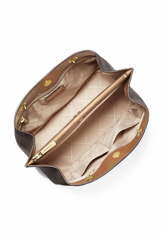 Michael Kors Teagan Large Signature Shoulder Bag - Brown