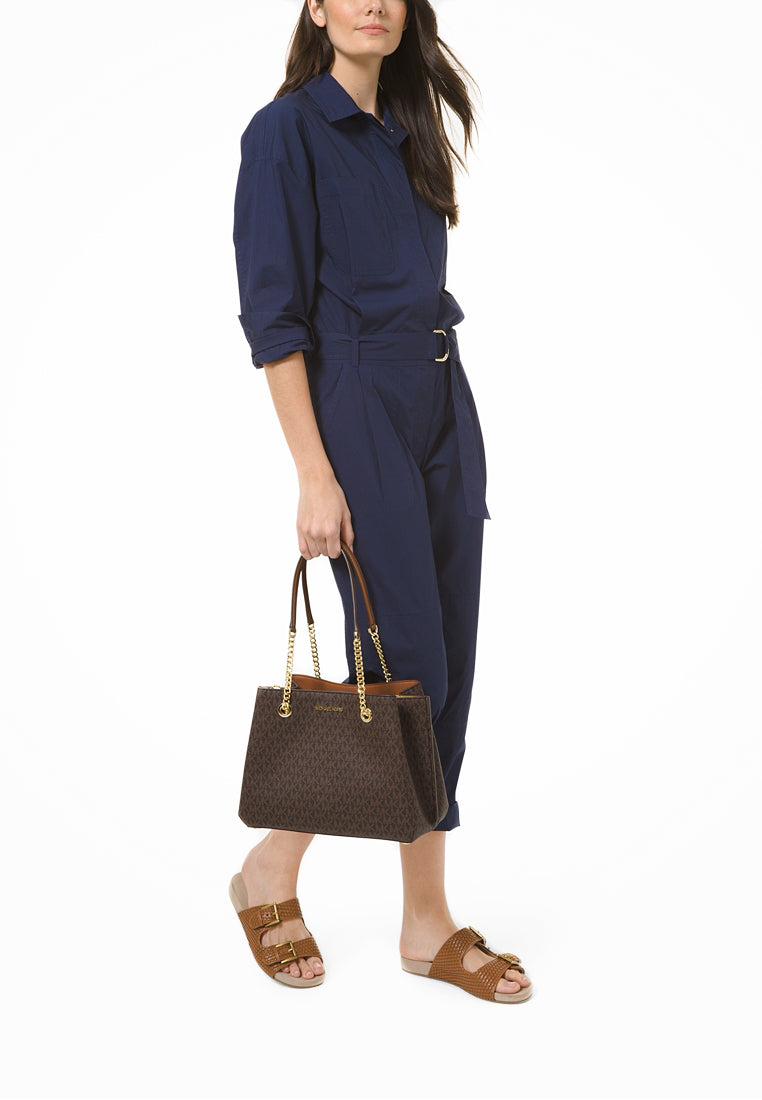 Michael Kors Teagan Large Signature Shoulder Bag - Brown
