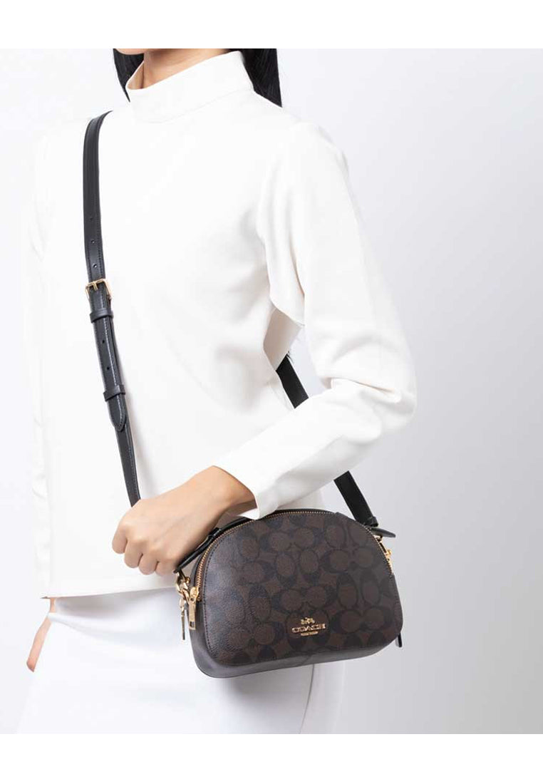 Coach Serena Satchel In Signature Canvas - Dark Brown