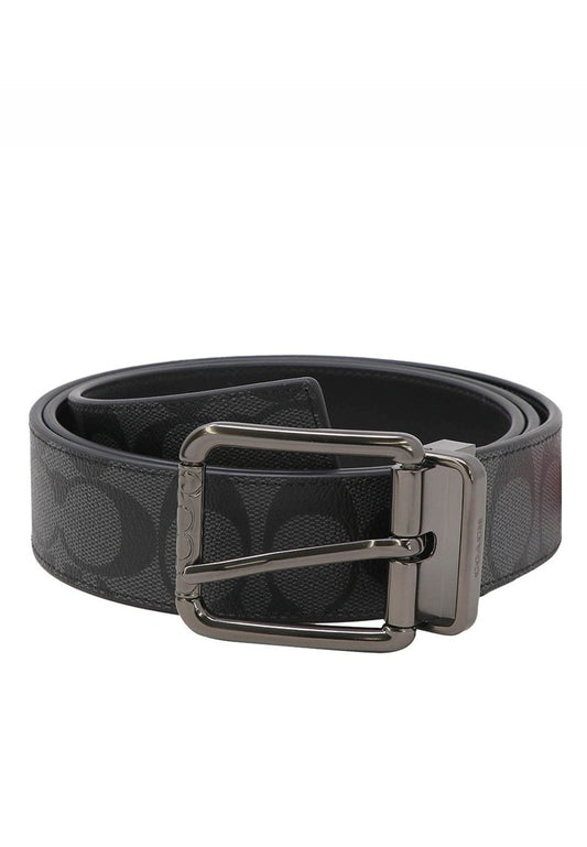 Coach Mens Harness Buckle Cut-To-Size Reversible Belt - Black