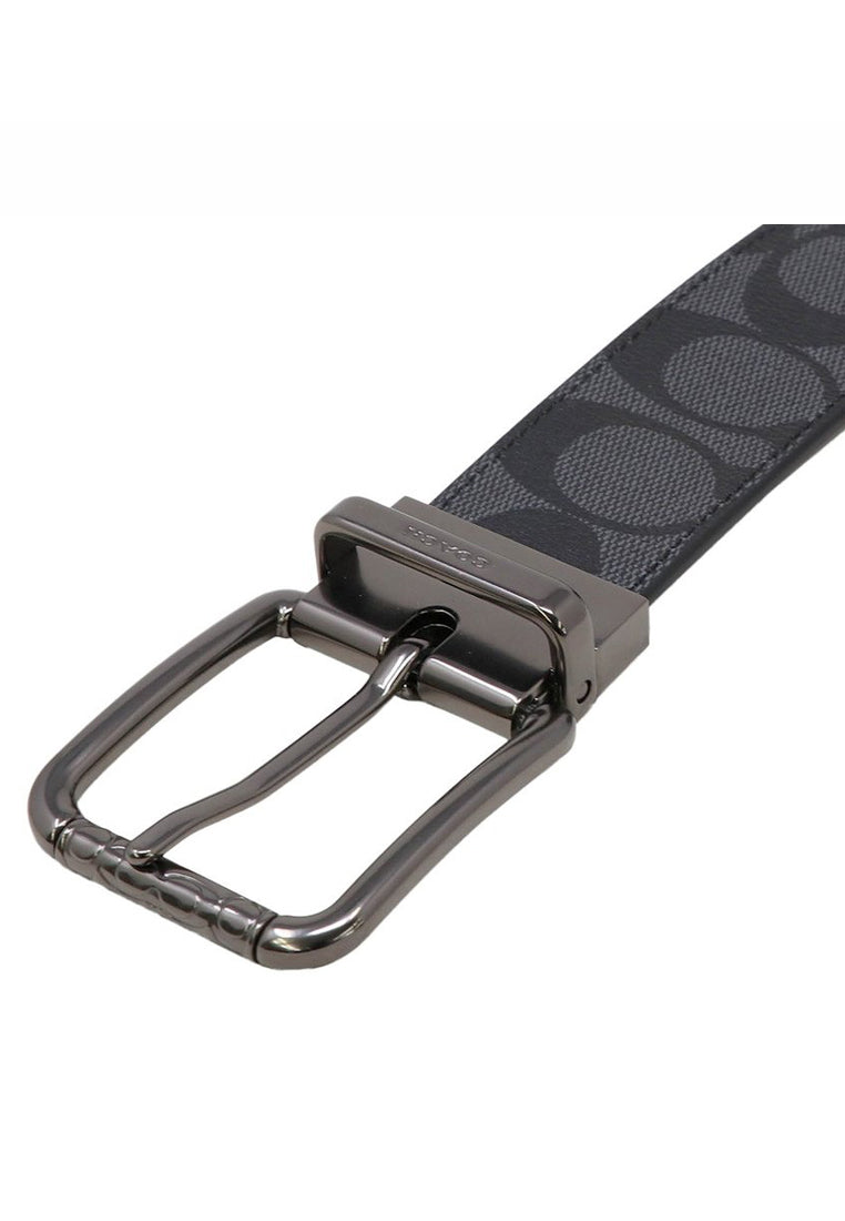 Coach Mens Harness Buckle Cut-To-Size Reversible Belt - Black