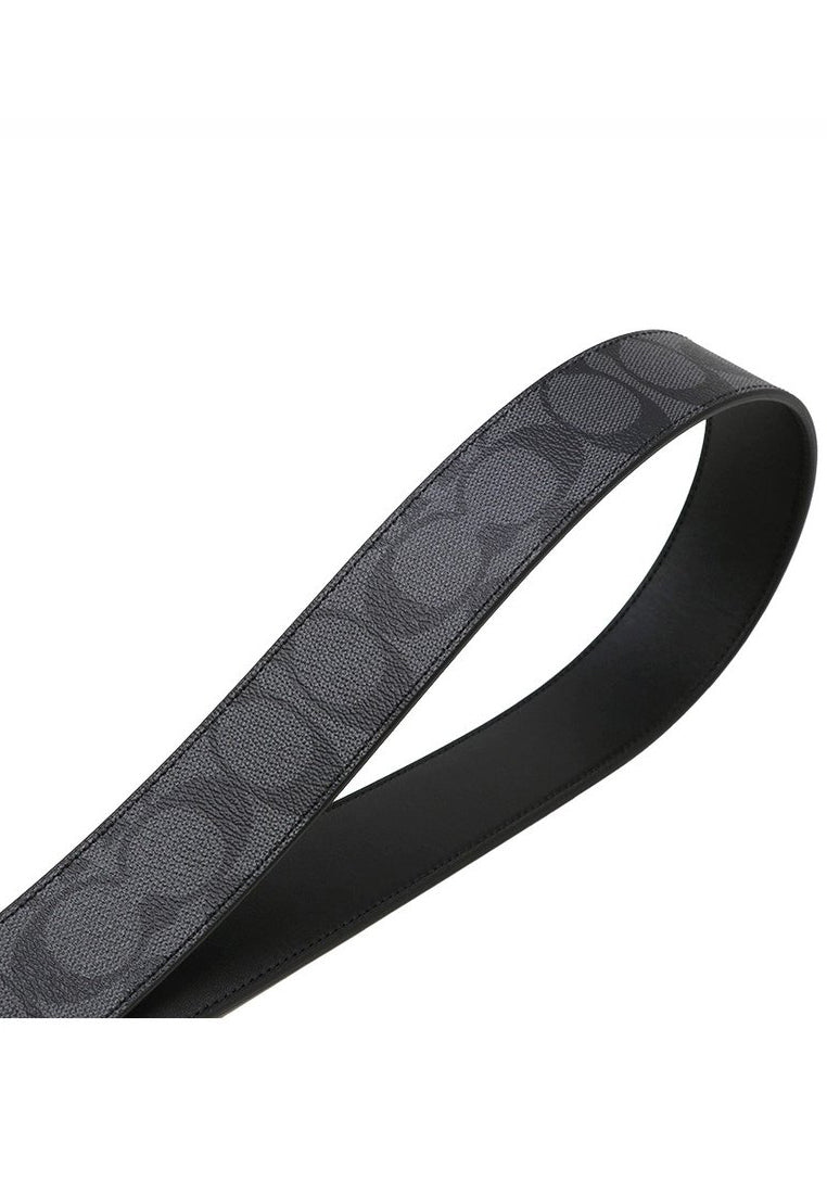 Coach Mens Harness Buckle Cut-To-Size Reversible Belt - Black
