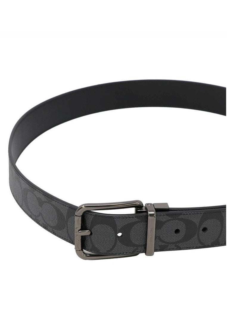 Coach Mens Harness Buckle Cut-To-Size Reversible Belt - Black