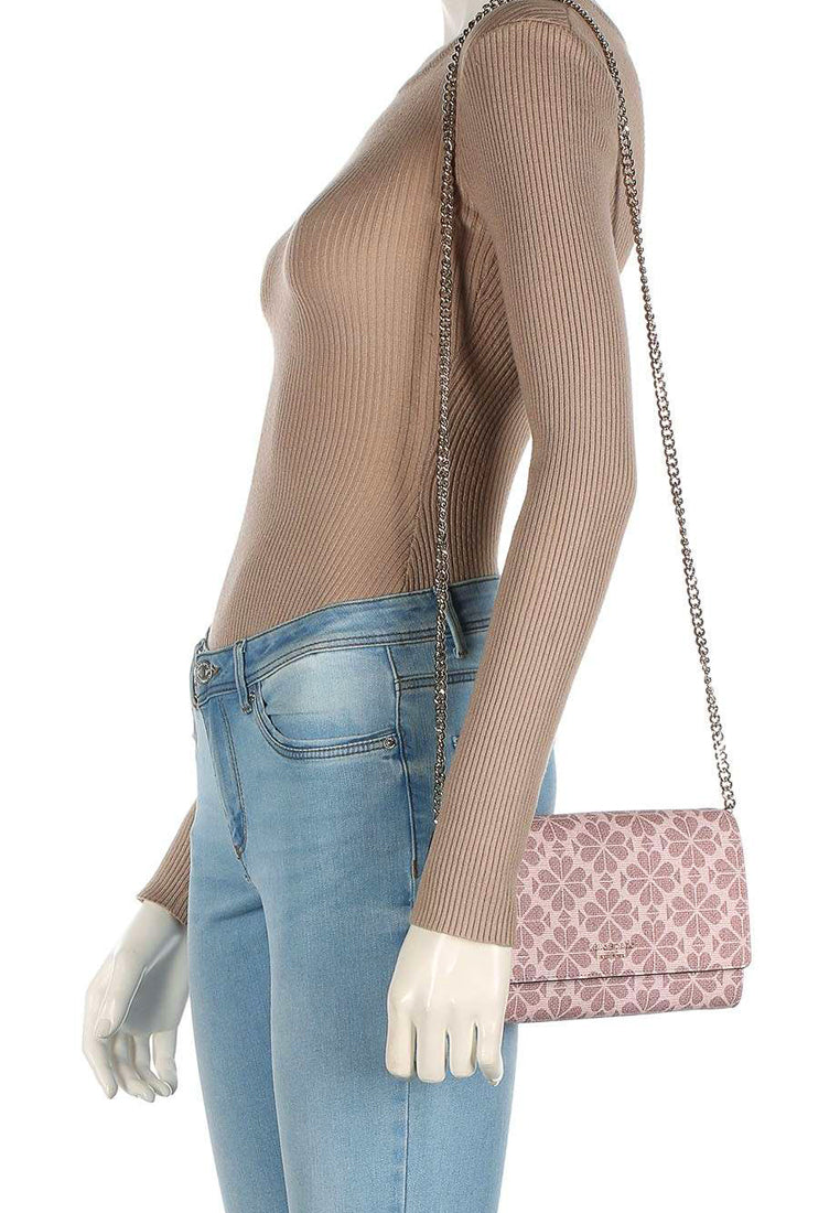 Kate Spade Spade Flower Coated Canvas Chain Clutch - Pink Multi