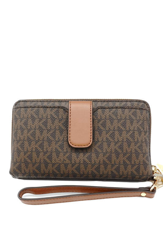 Michael Kors Jet Set Travel Signature Medium Zip Around Phone Wallet - Brown