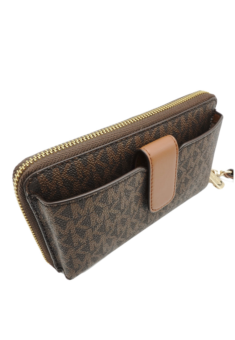 Michael Kors Jet Set Travel Signature Medium Zip Around Phone Wallet - Brown