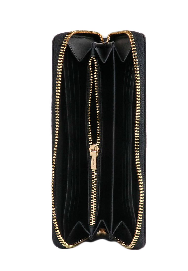 Coach Long Zip Around Wallet - Black