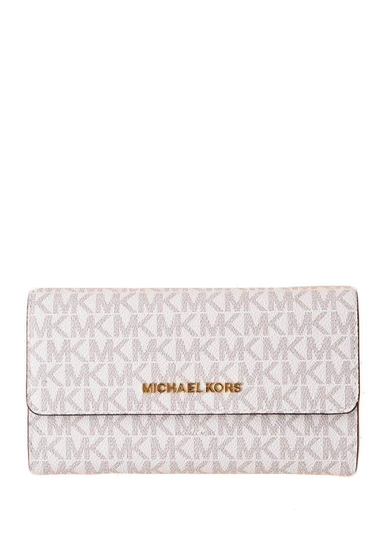 Michael Kors Jet Set Travel Large Trifold Wallet In Signature - Vanilla