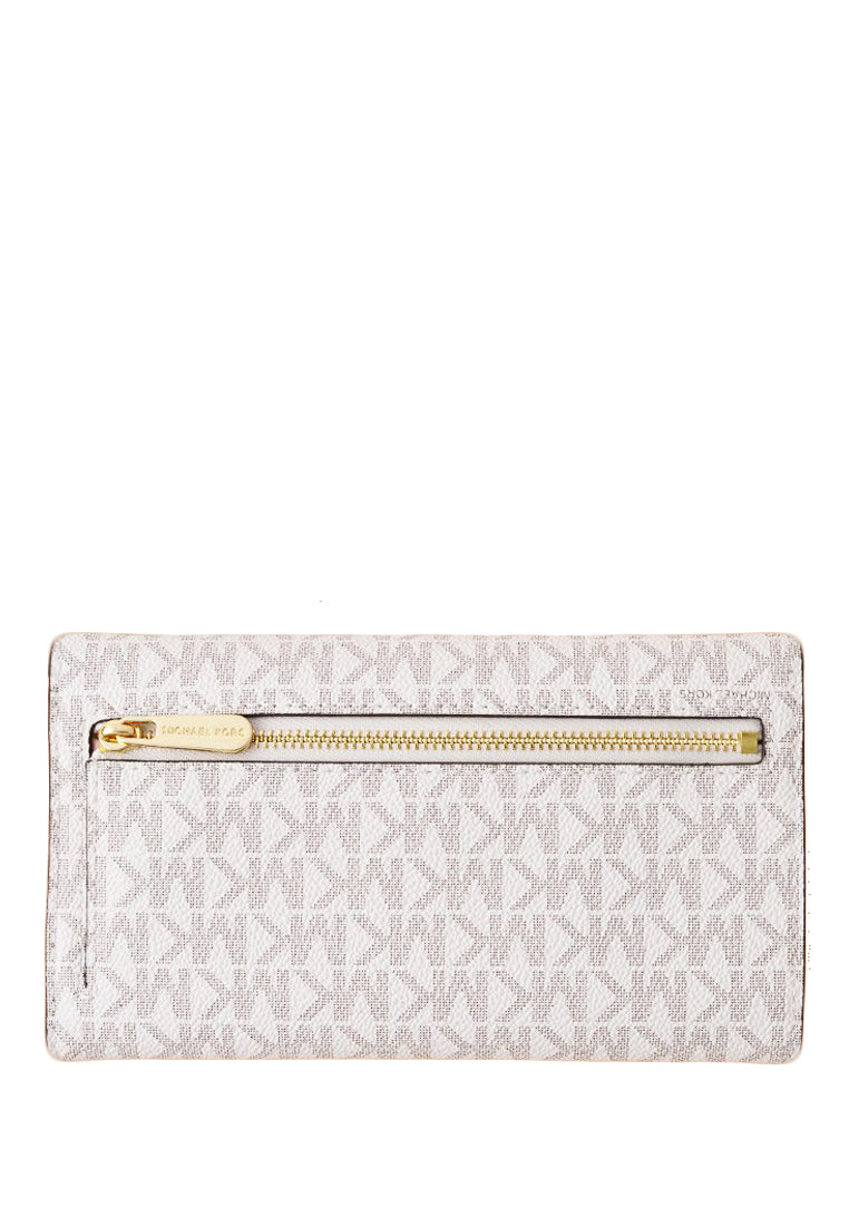 Michael Kors Jet Set Travel Large Trifold Wallet In Signature - Vanilla