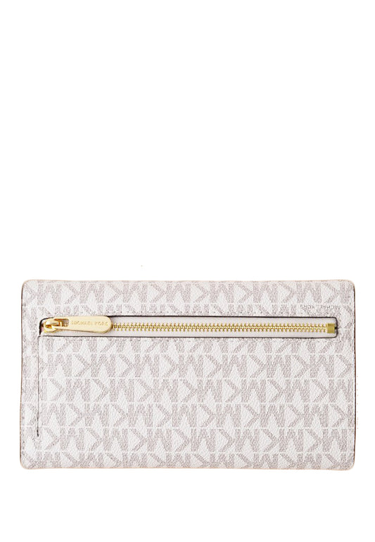 Michael Kors Jet Set Travel Large Trifold Wallet In Signature - Vanilla