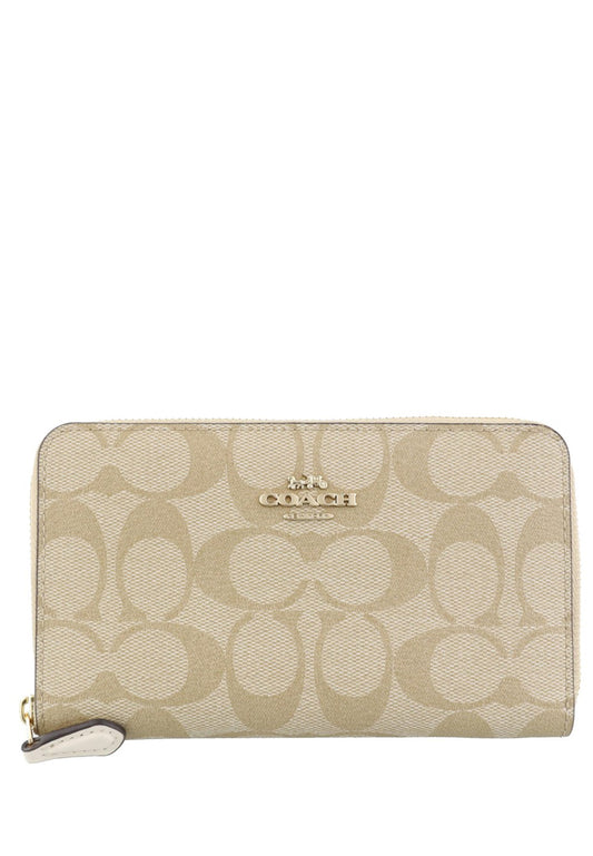 Coach Medium Zip Around Wallet In Signature Canvas - Light Brown