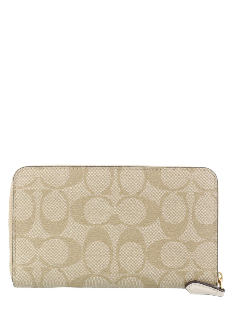 Coach Medium Zip Around Wallet In Signature Canvas - Light Brown