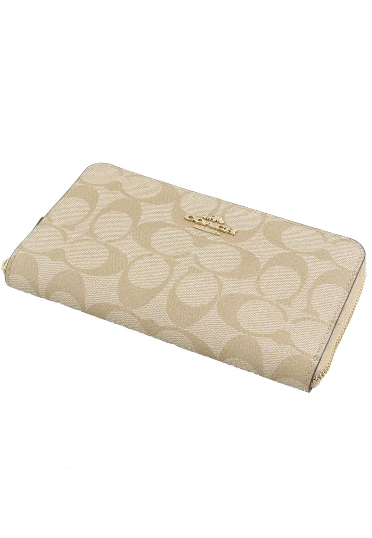 Coach Medium Zip Around Wallet In Signature Canvas - Light Brown