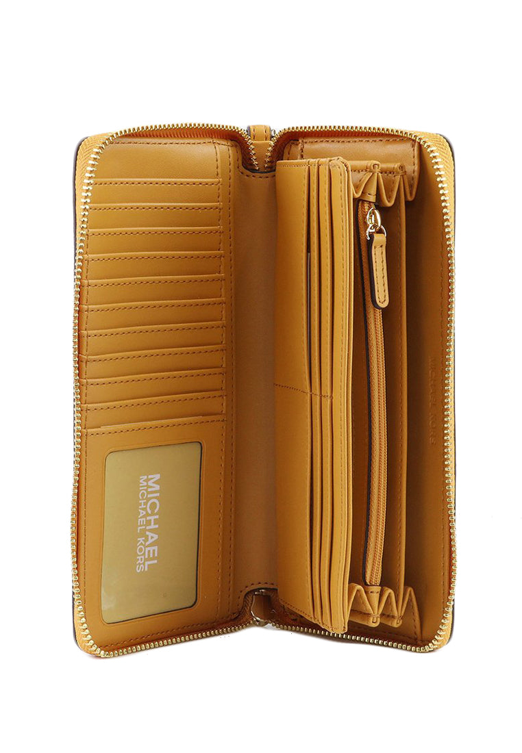 Michael Kors Jet Set Travel Signature Zip Around Continental Wallet - Brown/Marigold