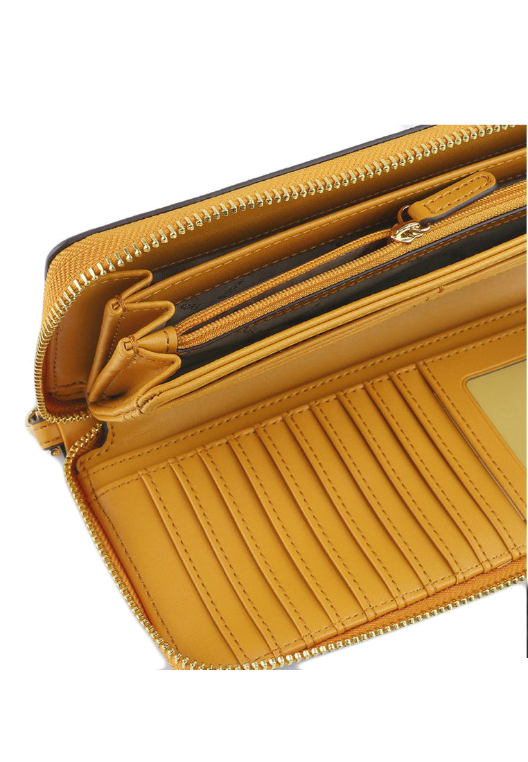 Michael Kors Jet Set Travel Signature Zip Around Continental Wallet - Brown/Marigold
