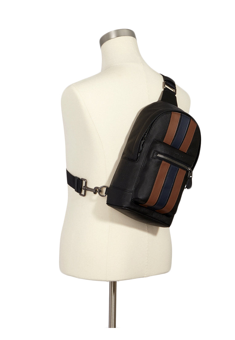 Coach West Pack With Varsity Stripe - Black/Brown/Navy