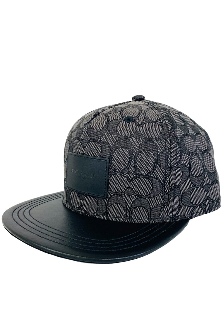 Coach Mens Signature Flat Brim Hat - Black
