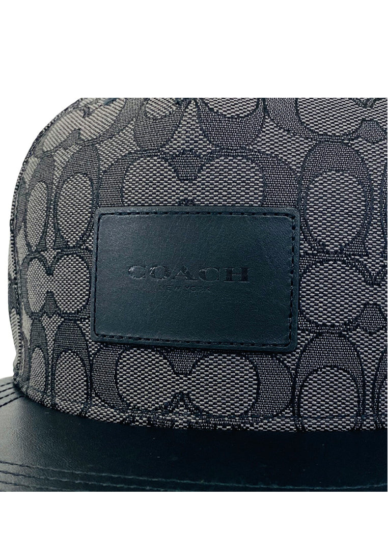 Coach Mens Signature Flat Brim Hat - Black