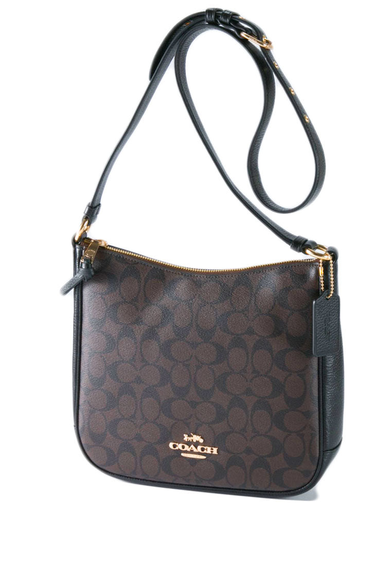 Coach Ellie File Bag In Signature Canvas - Dark Brown