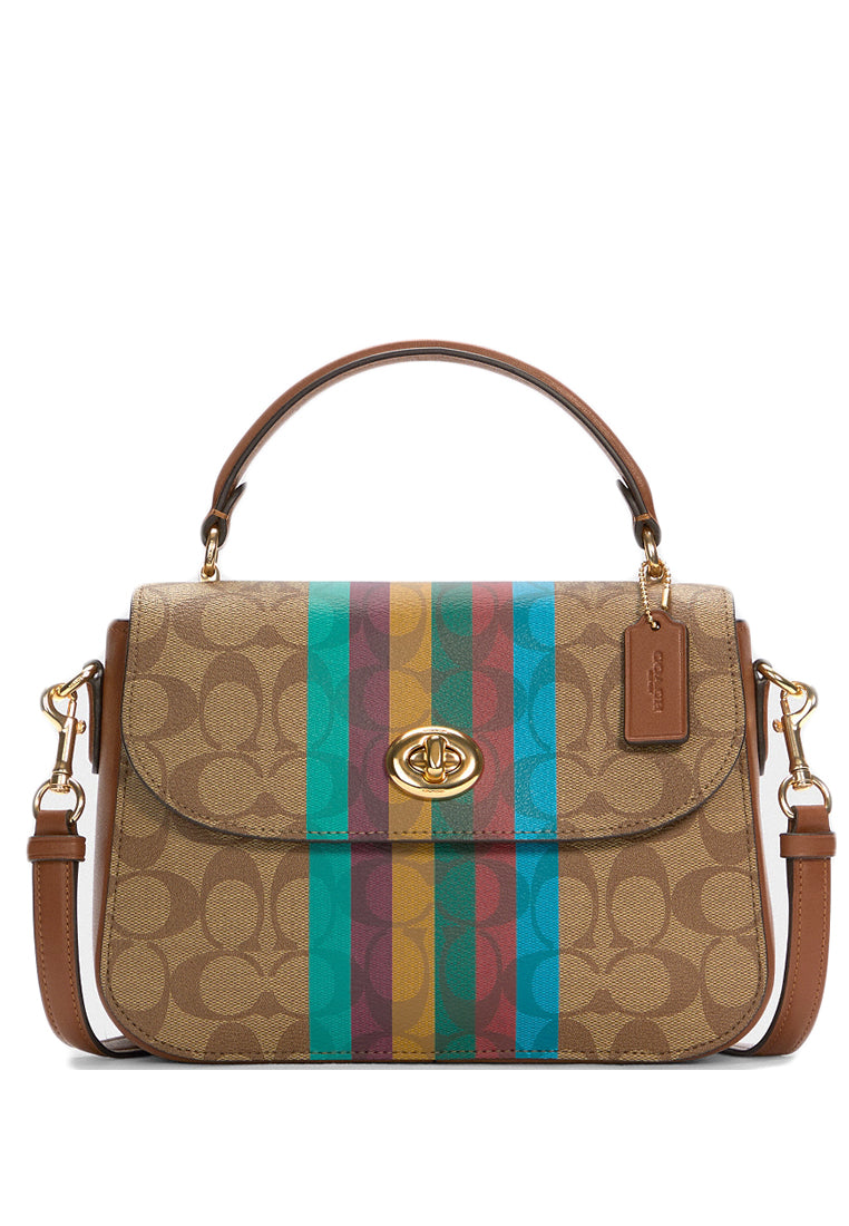 Coach Marlie Top Handle Satchel In Signature With Stripe - Brown