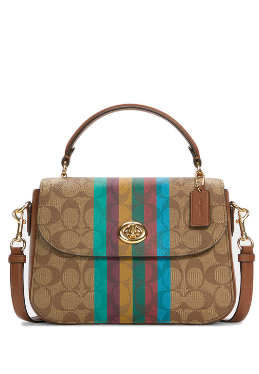 Coach Marlie Top Handle Satchel In Signature With Stripe - Brown