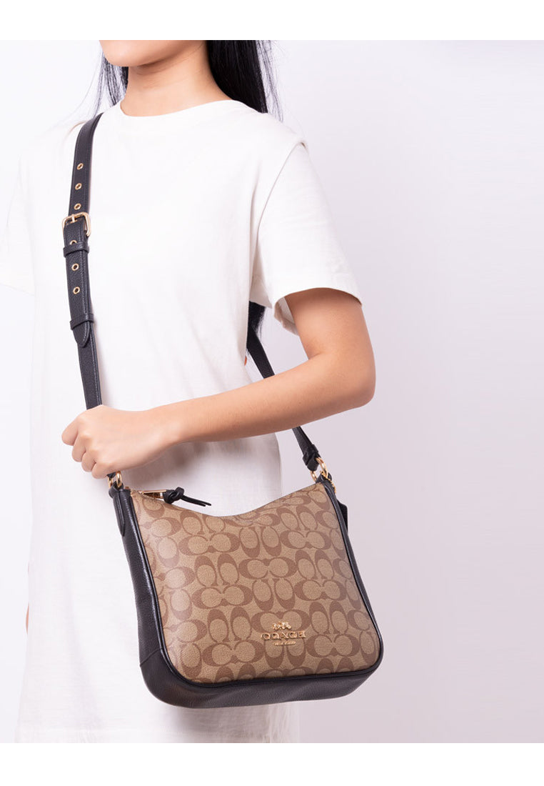 Coach Ellie File Bag In Signature Canvas - Brown/Black