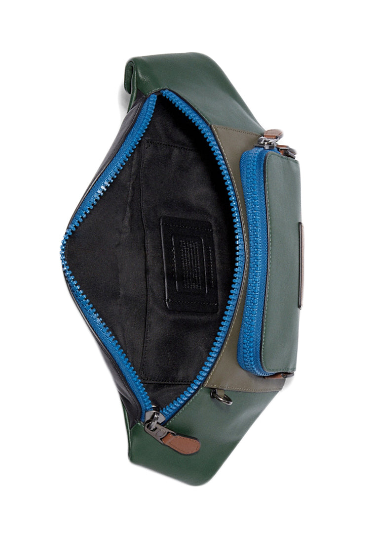 Coach Mens Track Belt Bag In Colorblock - Dark Clover