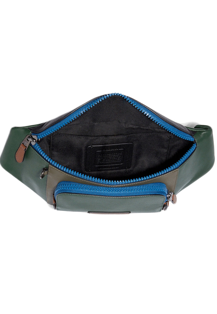 Coach Mens Track Belt Bag In Colorblock - Dark Clover