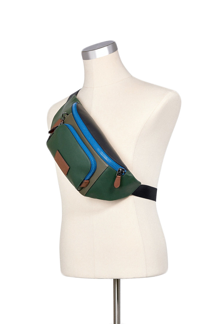 Coach Mens Track Belt Bag In Colorblock - Dark Clover