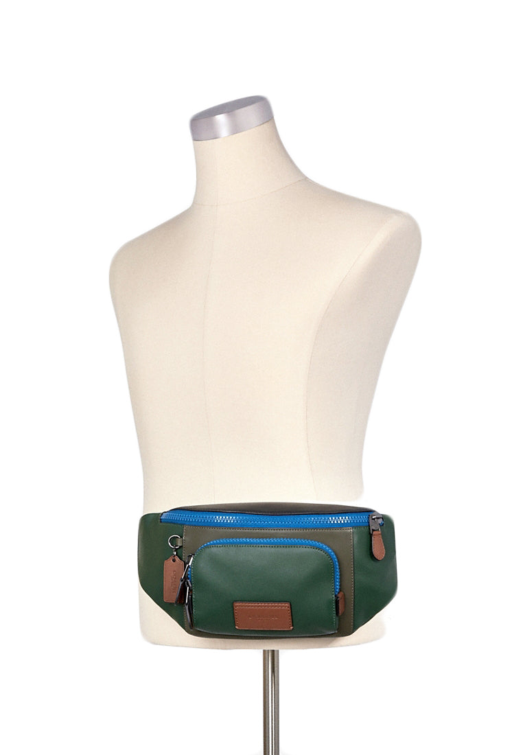 Coach Mens Track Belt Bag In Colorblock - Dark Clover