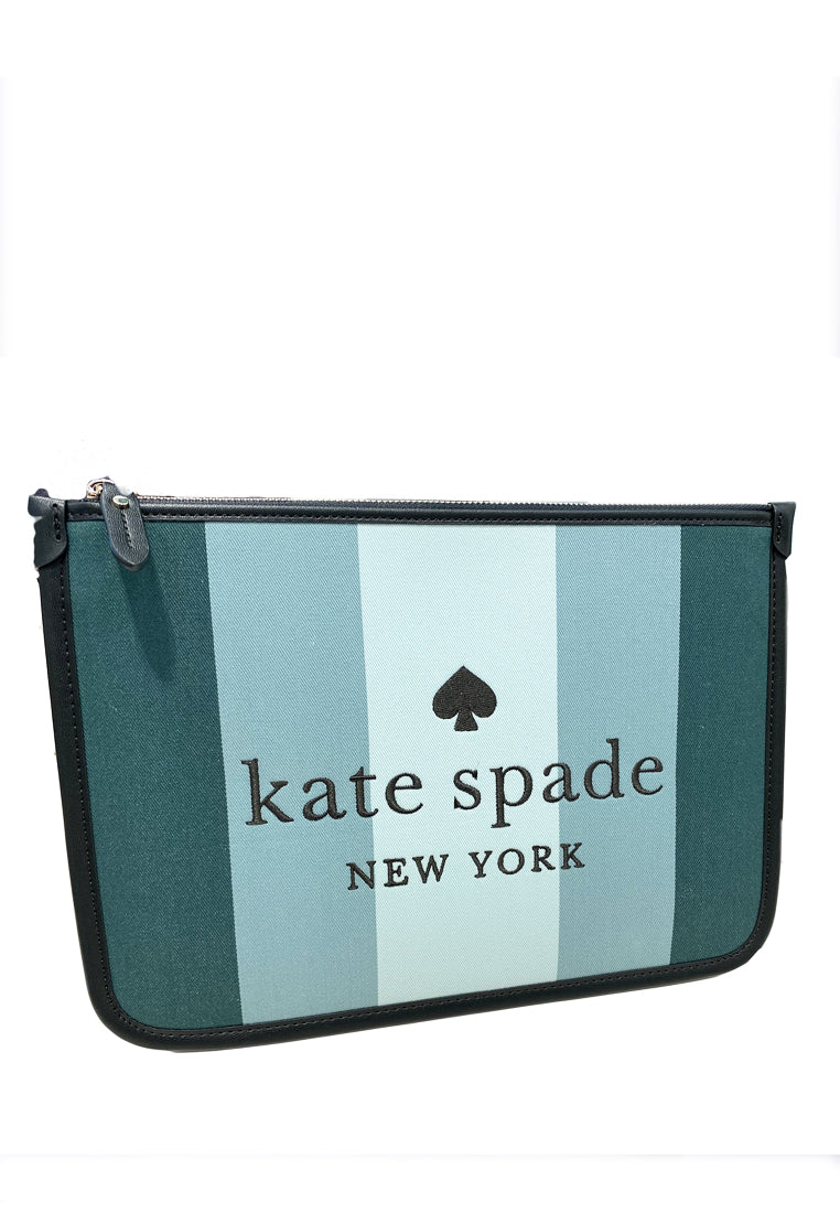 Kate Spade Ella Plaid Large Zip Pouch - Green/Multi