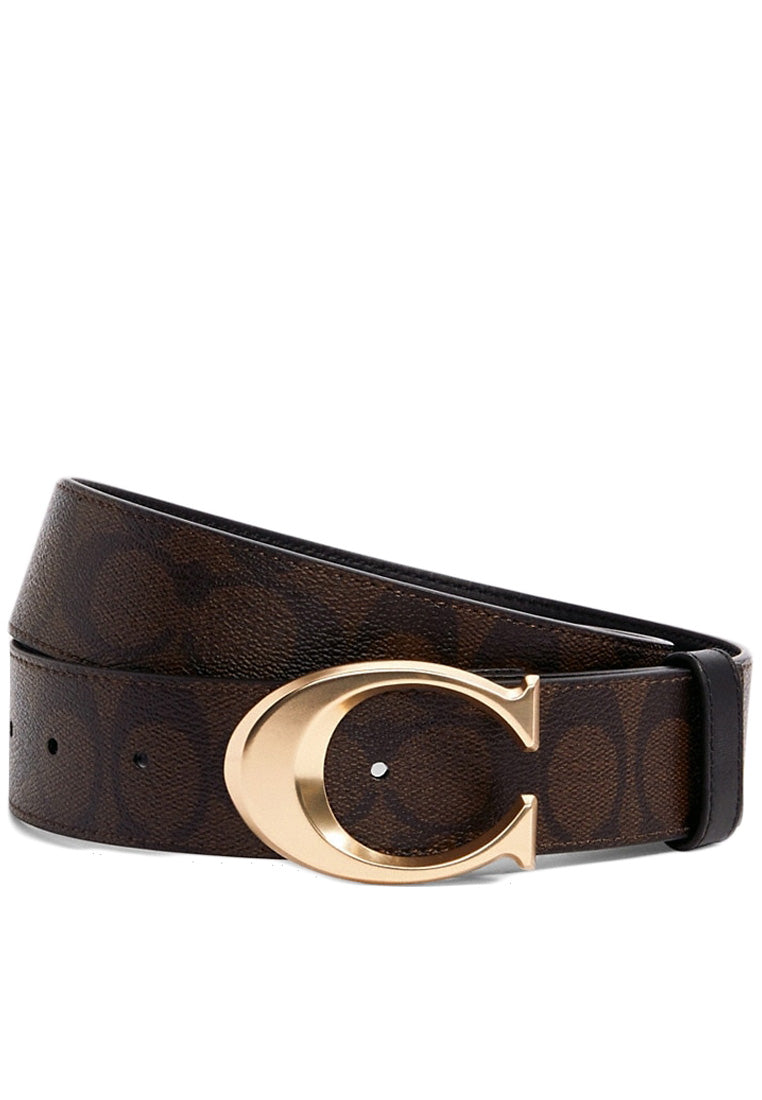 Coach Mens Signature Buckle Belt 38MM - Chestnut Black