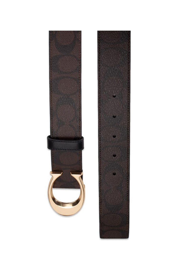 Coach Mens Signature Buckle Belt 38MM - Chestnut Black