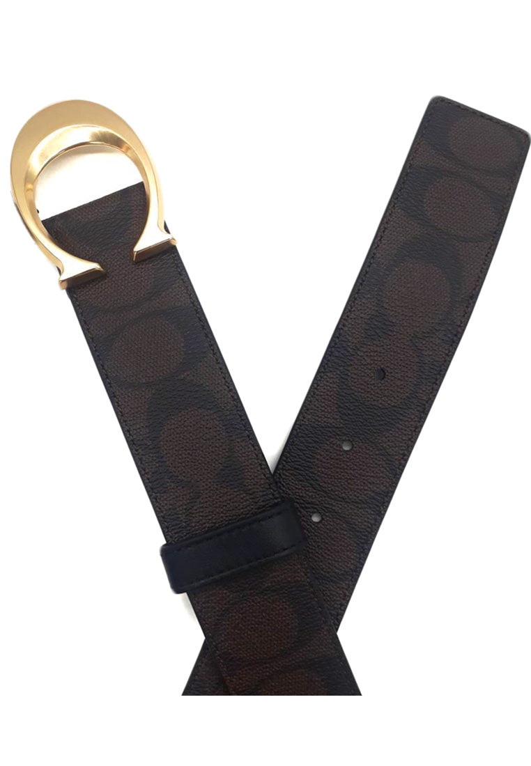 Coach Mens Signature Buckle Belt 38MM - Chestnut Black