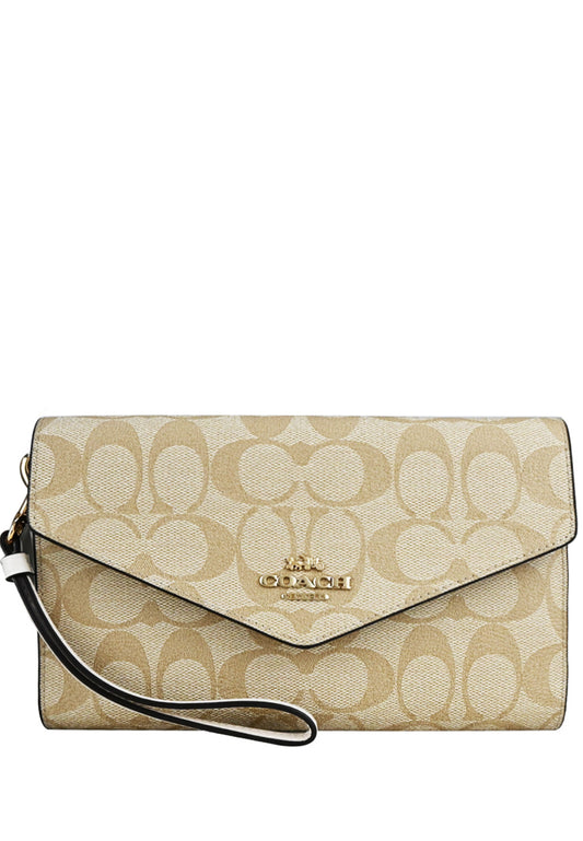 Coach Travel Envelope Wallet In Signature Canvas - Light Brown