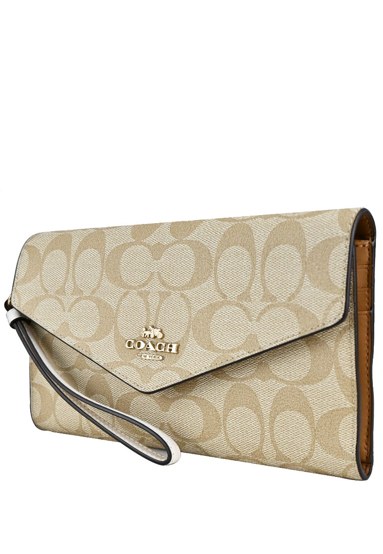 Coach Travel Envelope Wallet In Signature Canvas - Light Brown