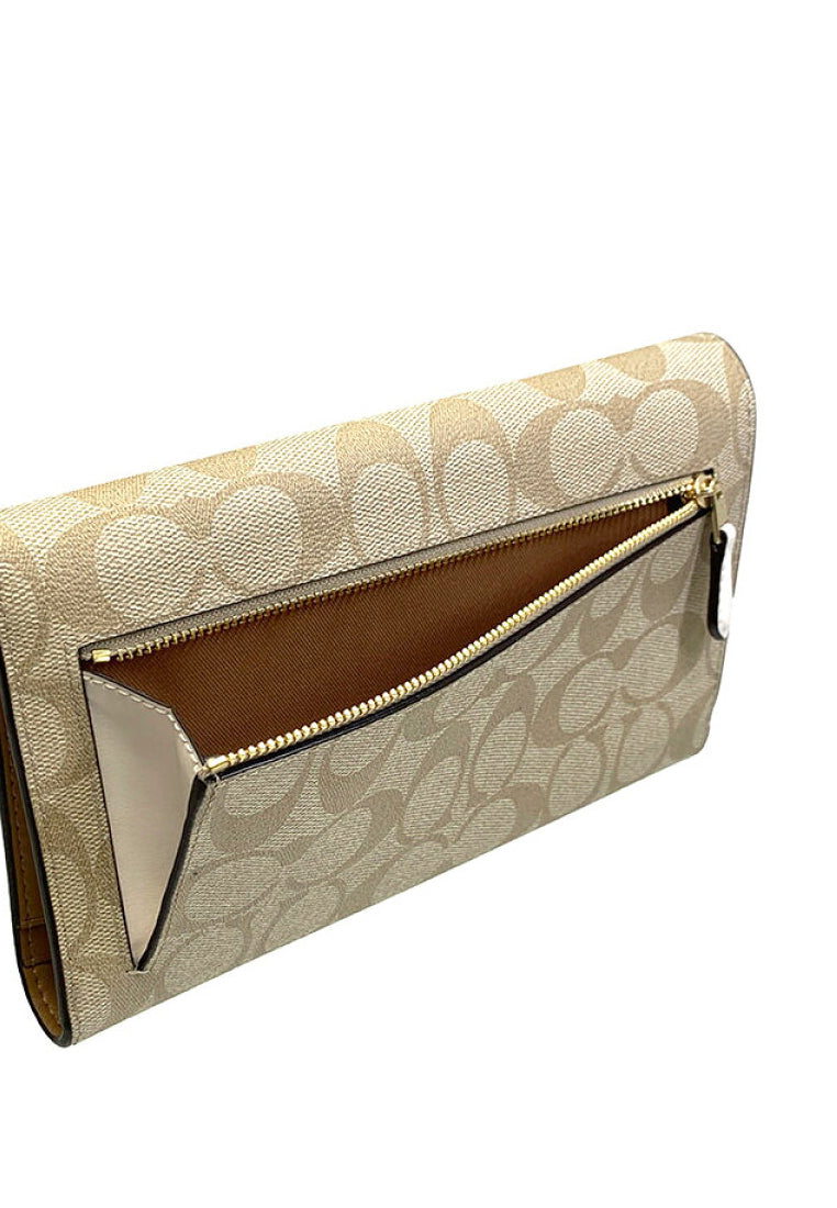 Coach Travel Envelope Wallet In Signature Canvas - Light Brown