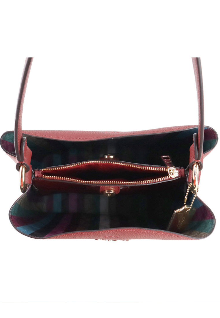 Coach Town Bucket Bag With Stripe Signature Canvas - Vintage Mauve