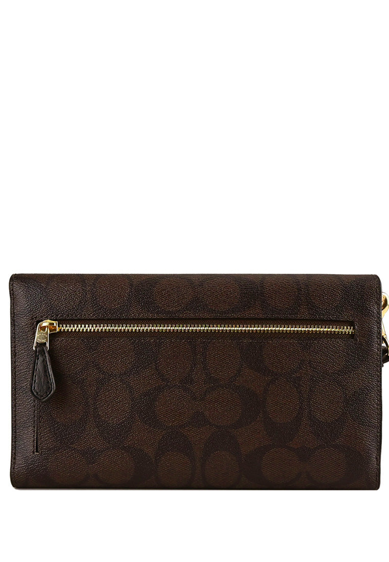Coach Travel Envelope Wallet In Signature Canvas - Dark Brown