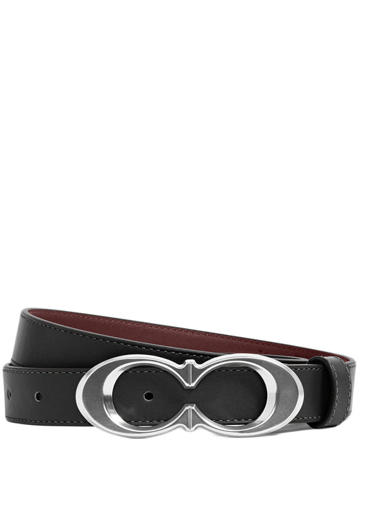 Coach Signature Buckle Belt 25MM - Black/Silver