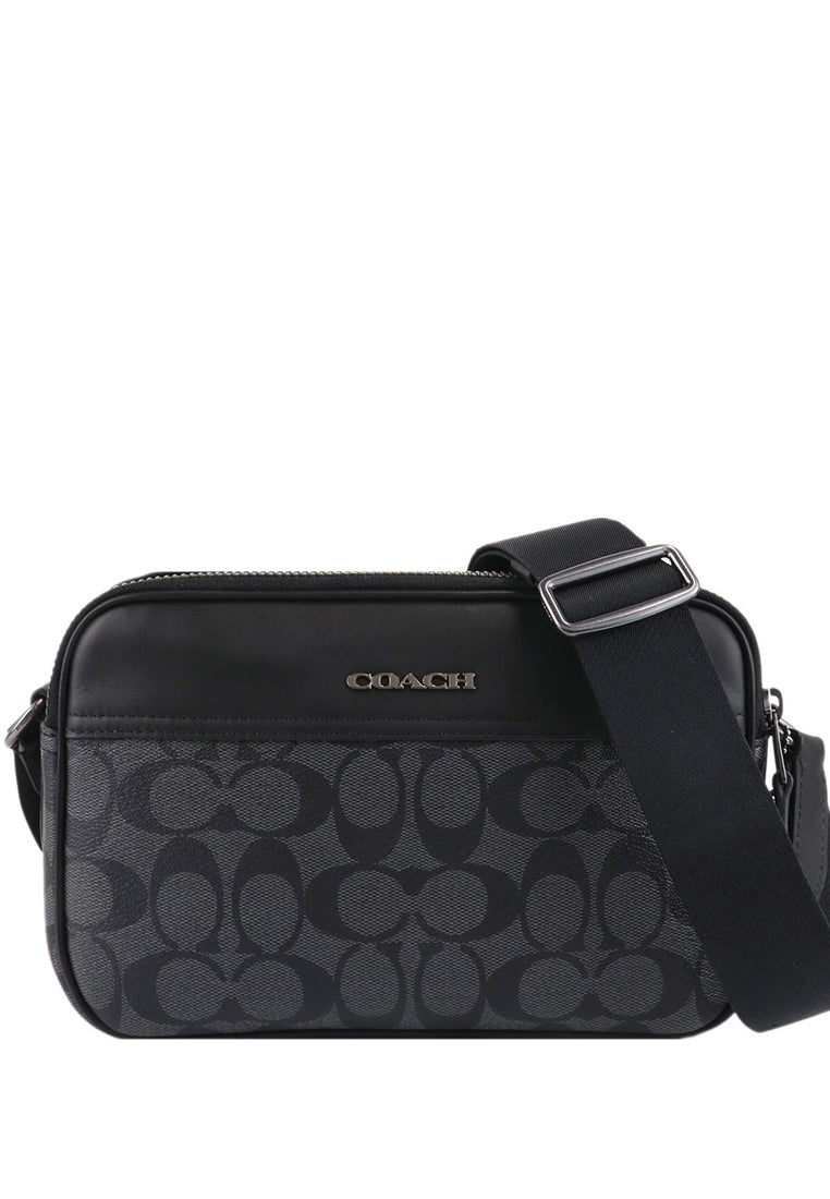 Coach Mens Graham Crossbody In Signature Canvas Black Haute Style Malaysia