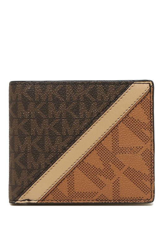Michael Kors Mens Cooper Logo Stripe Billfold Wallet - Brown/Multi