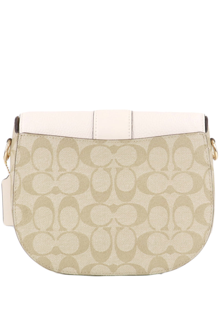 Coach Georgie Saddle Bag In Signature Canvas - Light Brown/White