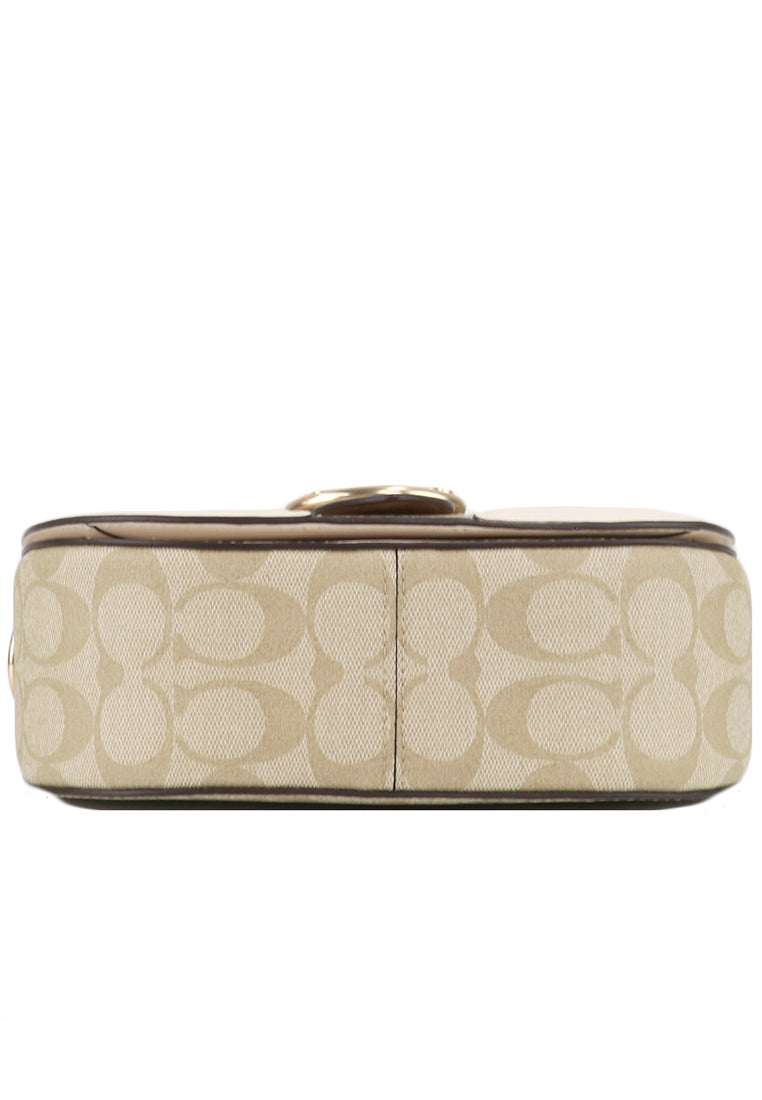 Coach Georgie Saddle Bag In Signature Canvas - Light Brown/White