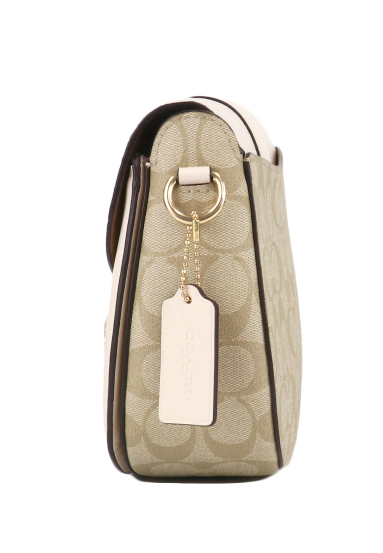 Coach Georgie Saddle Bag In Signature Canvas - Light Brown/White