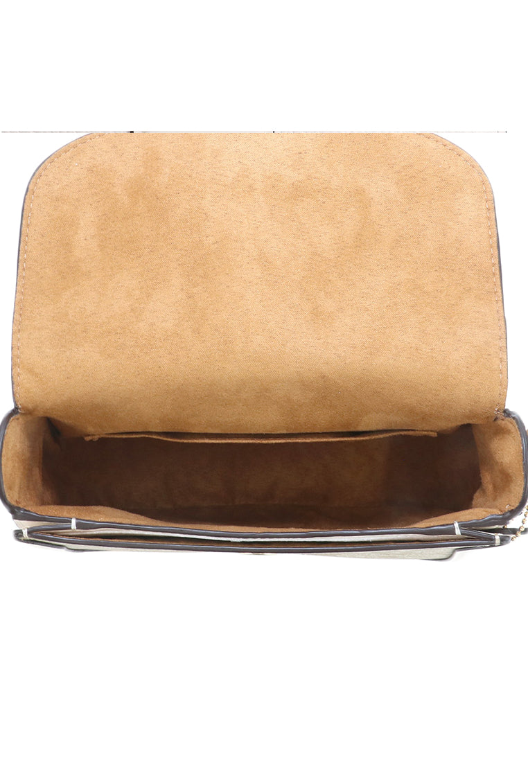 Coach Georgie Saddle Bag In Signature Canvas - Light Brown/White