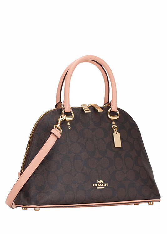 Coach Katy Satchel In Signature Canvas - Dark Brown/Pink